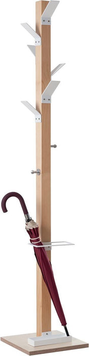 Kapstok Easycloth model A, wit houten kapstok met 6 sterke polystyreen haken en 2 chroomhaken - OfficeTown