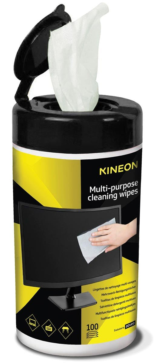 Kineon multifunctionele reinigingsdoekjes, doseerbus van 100 doekjes - OfficeTown