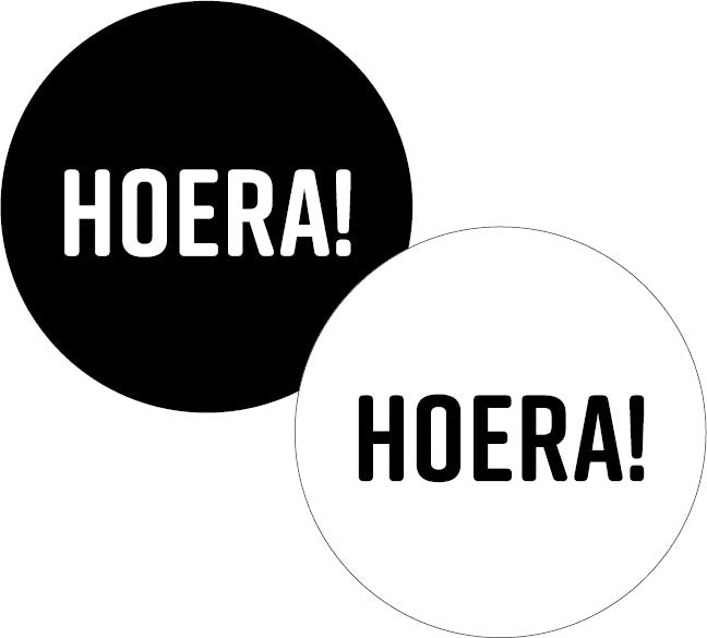 KP etiket "Hoera!", diameter 40 mm, 2 varianten, rol van 250 stuks - OfficeTown