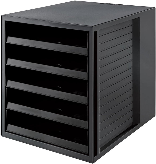 Ladenblok Han Systembox Karma, met 5 open laden, eco - zwart - OfficeTown