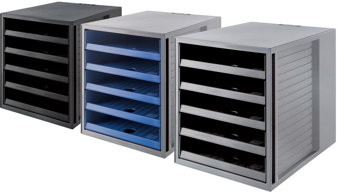Ladenblok Han Systembox Karma, met 5 open laden, eco - zwart - OfficeTown