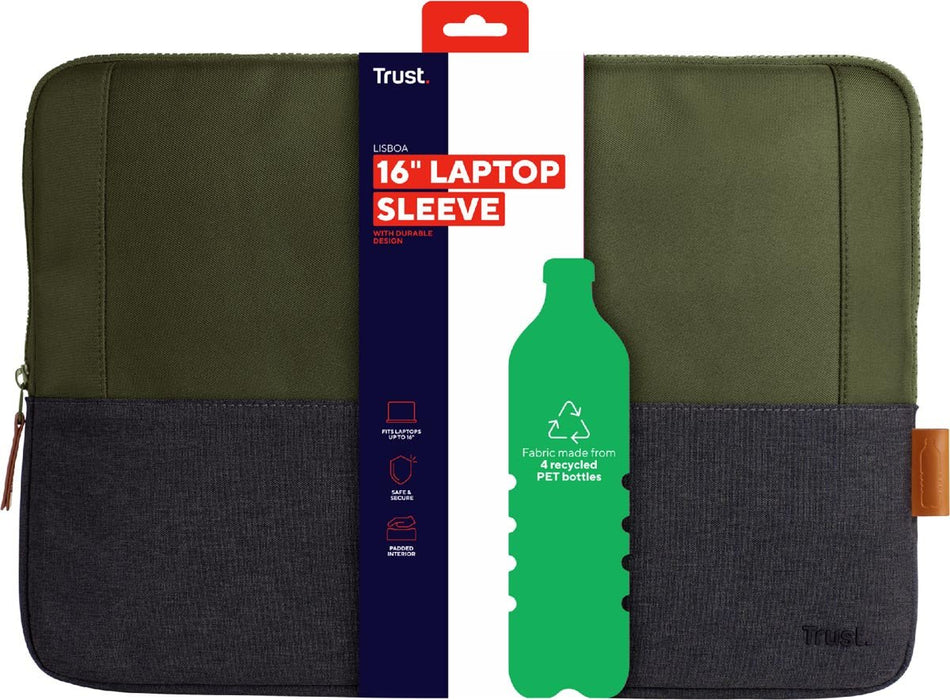 Laptop hoes voor 16 inch laptops, groen met dun ontwerp - OfficeTown