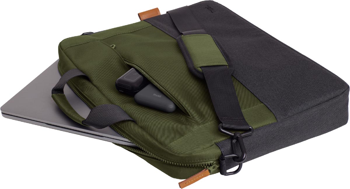 Laptoptas Lisboa voor 16 inch laptops - Groene polyester tas met extra compartimenten - OfficeTown