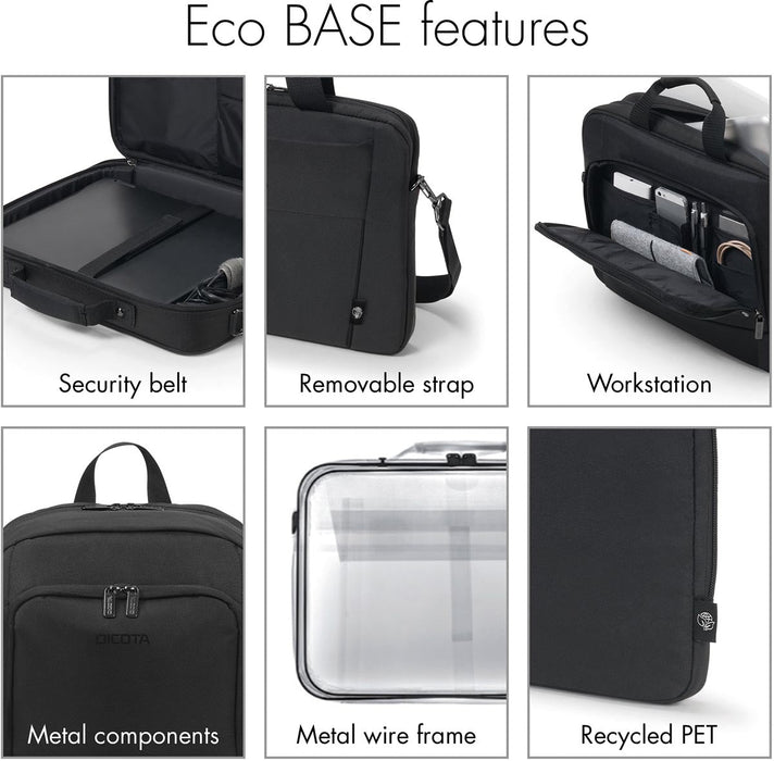 Laptoptas van Dicota Eco Multi Base, voor laptops tot 15,6 inch, zwart - OfficeTown