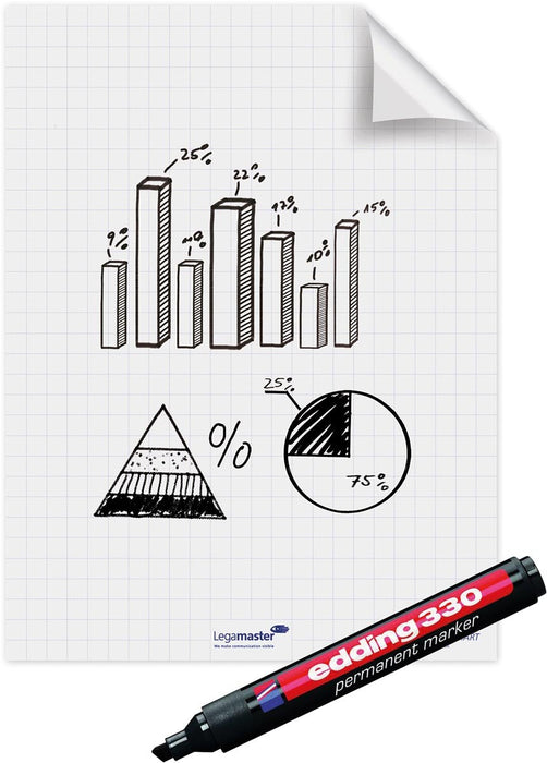 Legamaster Magic - Chart flipchart folie, ft 60 x 80 cm, wit, geruit, rol van 25 vel - OfficeTown