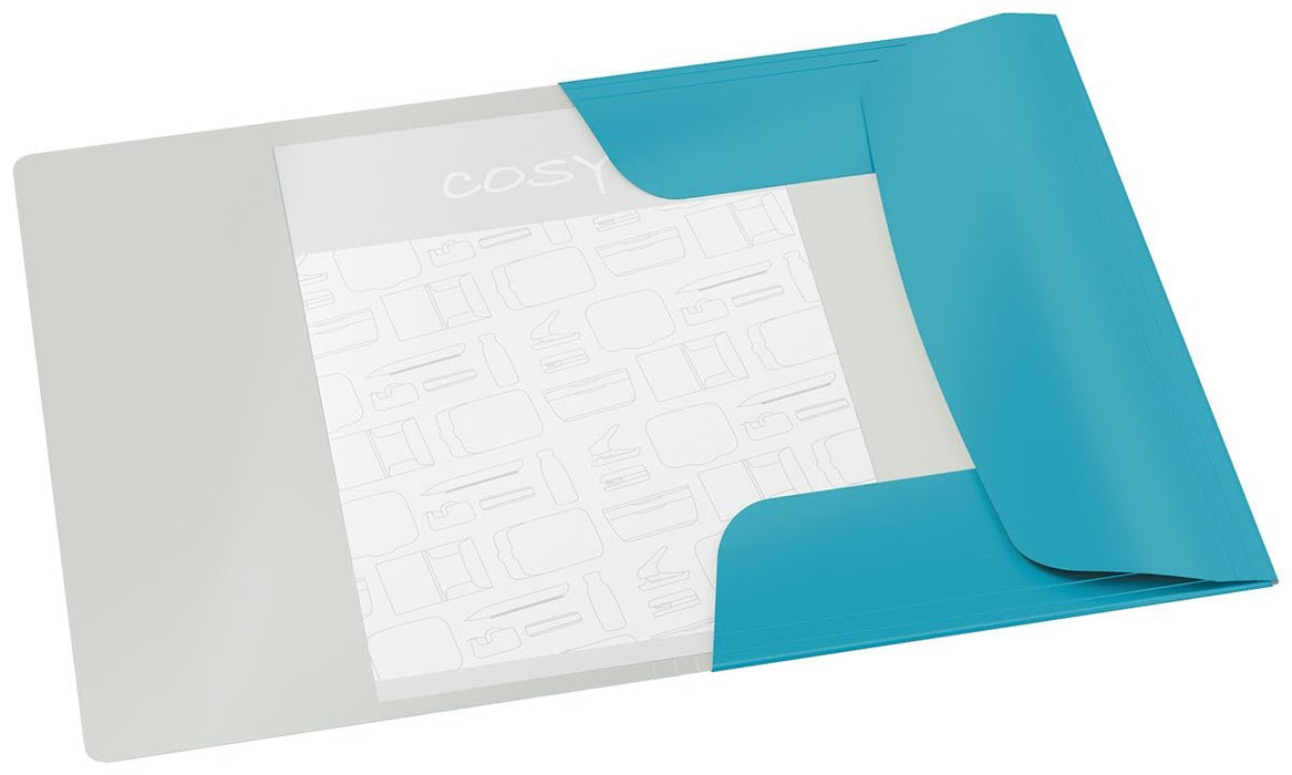 Leitz Cosy elastomap met 3 kleppen, ft A4, blauw met zacht aanvoelende lamineerlaag - OfficeTown