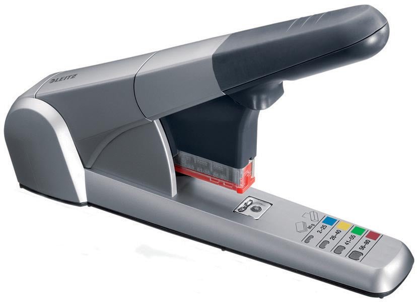 Leitz Heavy Duty nietmachine 5551, niet 80 vel, voor K6, K8, K10 en K12 nietcassettes, zilver - OfficeTown
