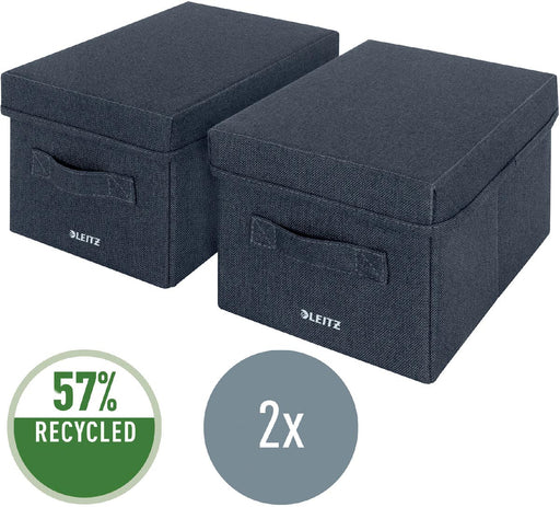 Leitz stoffen opbergdoos, grijs, set van 2, klein - OfficeTown