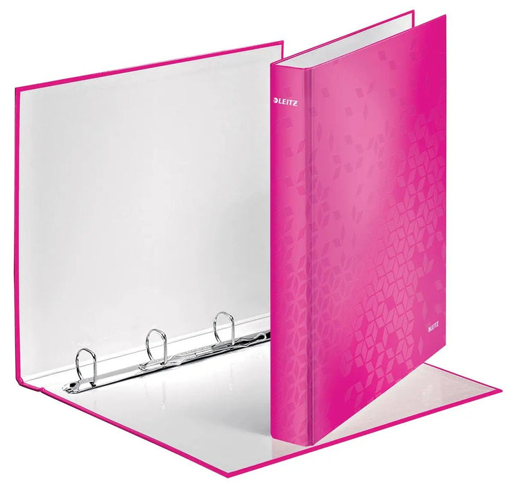 Leitz WOW ringband 4 ringen, roze met draadspanner - OfficeTown