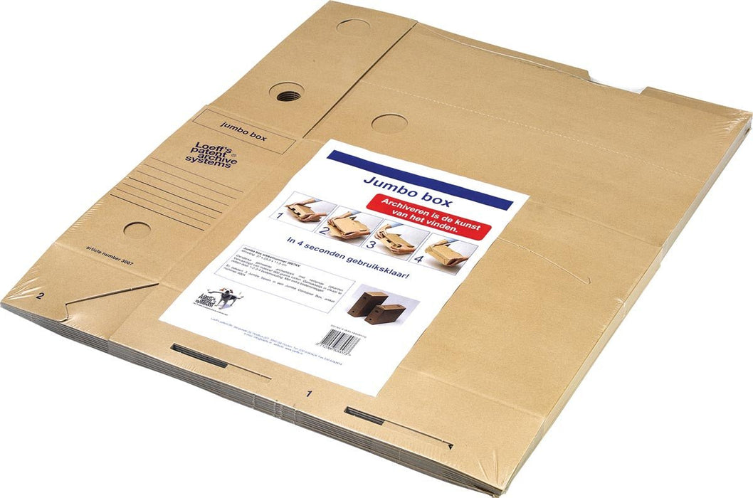 Loeff's archiefdoos Jumbo box, massief karton, bruin, pak van 8 stuks - OfficeTown