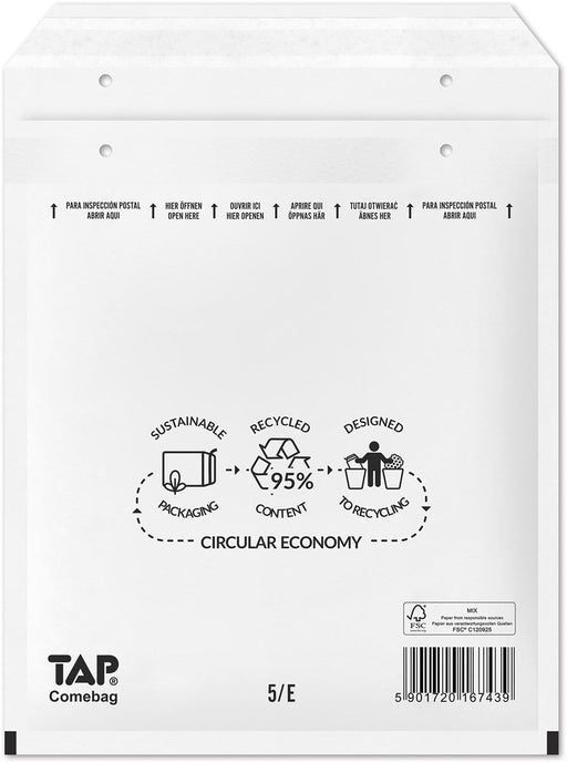 Luchtkussenenveloppen van Comebag, afmetingen 180 x 265 mm, met stripsluiting, wit, doos van 100 stuks - OfficeTown