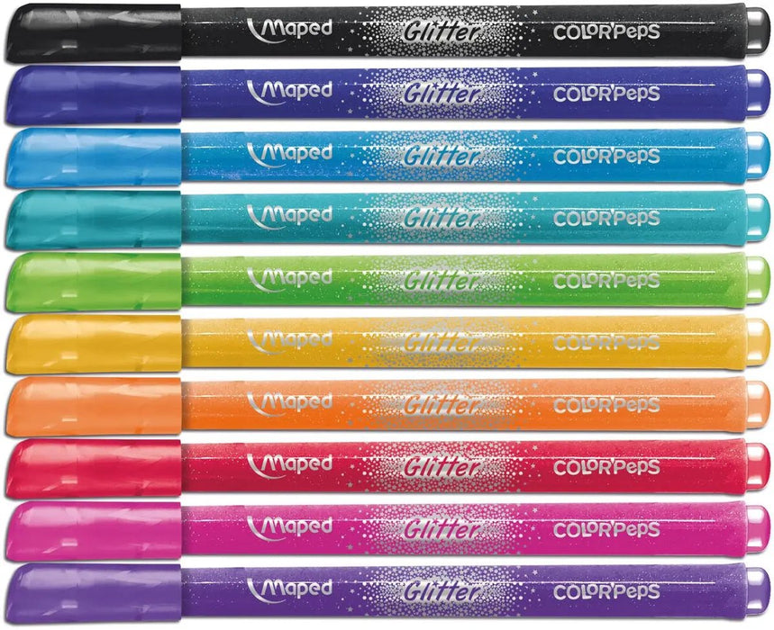 Maped Color'Peps Glitter viltstiften, set van 10 stuks, diverse kleuren - OfficeTown