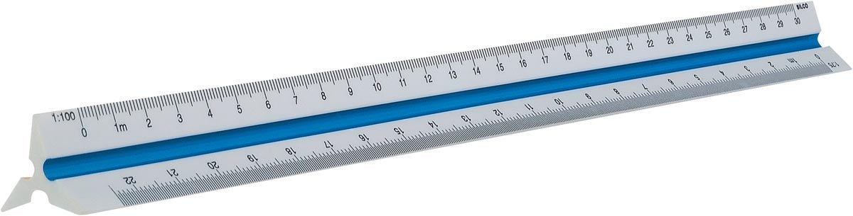 Maped driehoekige liniaal groen: schaal 1:20, 1:25, 1:33,33, 1:50, 1:75, 1:100 - OfficeTown