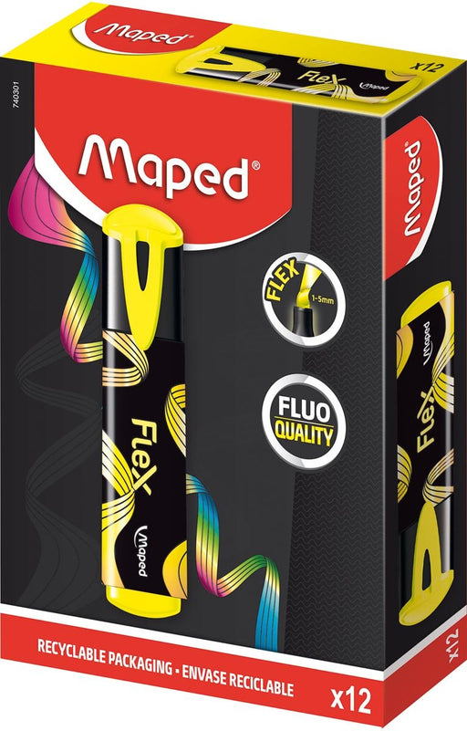 Maped Fluo'Peps Flex markeerstift, geel, verpakking van 12 stuks - OfficeTown
