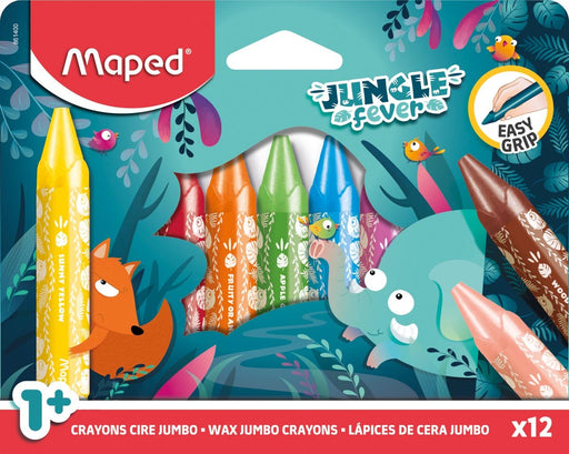 Maped waskrijt Jungle Fever Jumbo, etui van 12 stuks, assorti - OfficeTown