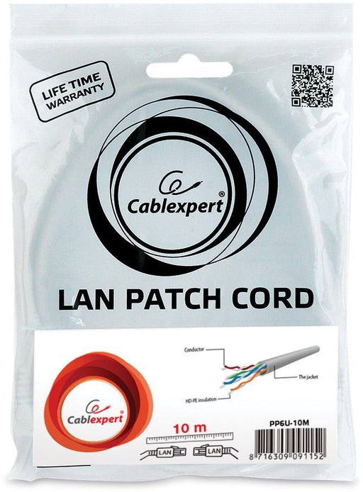 Netwerkkabel Cablexpert, UTP CAT 6, 10 m met RJ45 connectoren - OfficeTown