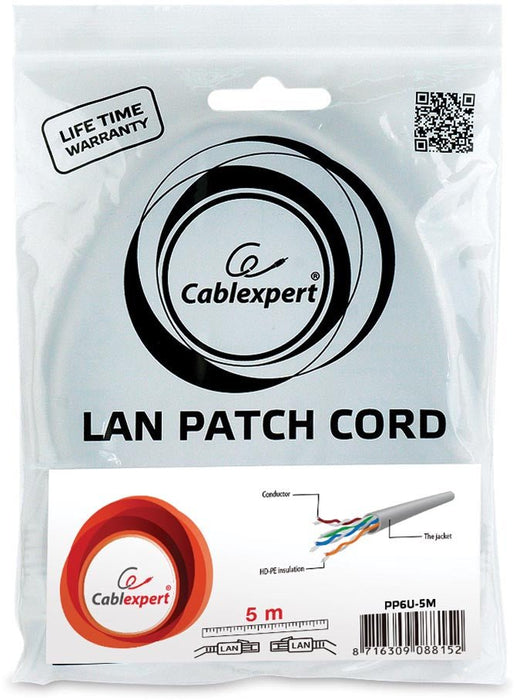 Netwerkkabel RJ45, grijs, 5 meter, CAT 6 UTP - OfficeTown