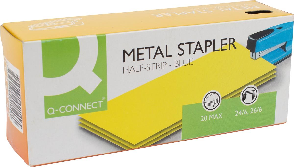 Nietmachine Q - CONNECT half strip, 20 vel, metaal, blauw - OfficeTown
