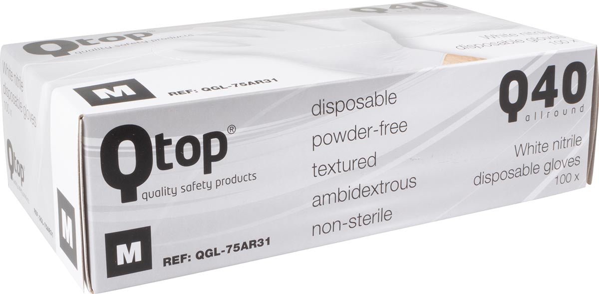 Nitril handschoenen, medium, wit, poedervrij, doos van 100 stuks - OfficeTown