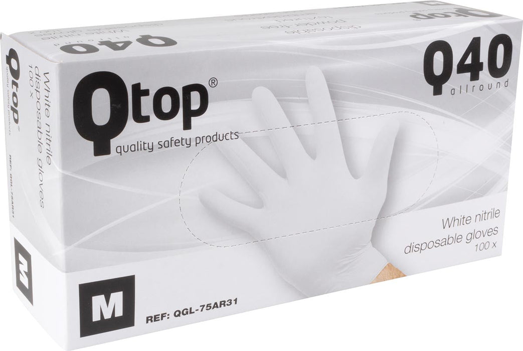 Nitril handschoenen, medium, wit, poedervrij, doos van 100 stuks - OfficeTown