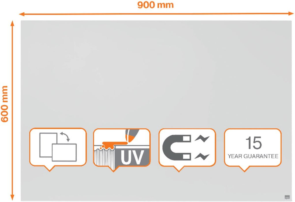 Nobo Infinity randloos whiteboard, staal, magnetisch, 60 x 90 cm - OfficeTown