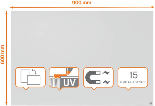 Nobo Infinity randloos whiteboard, staal, magnetisch, 60 x 90 cm - OfficeTown