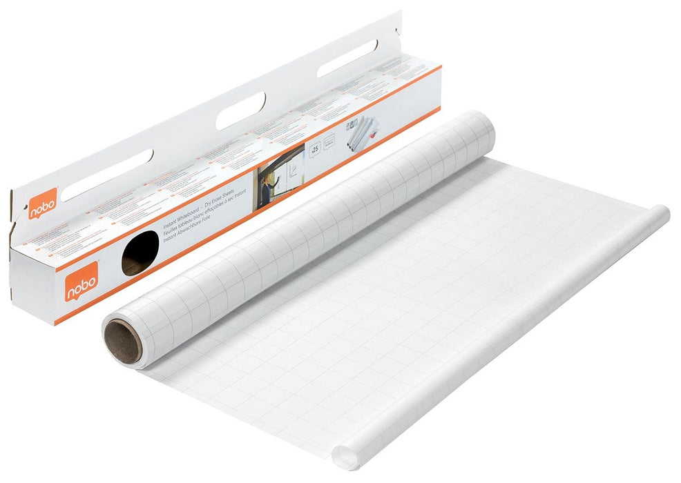 Nobo Instant whiteboardfolie, ft 60 x 80 cm, rol van 25 vellen, wit, geruit - OfficeTown