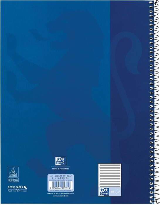 Oxford muziek collegeblok A4, 100 vellen, blauw met Optik Paper - OfficeTown