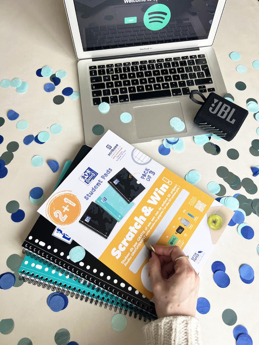 Oxford School collegeblok, ft A5+, gelijnd, 17 - gaats, 80 vel, assorti, 2+1 gratis, Scratch & Win - OfficeTown