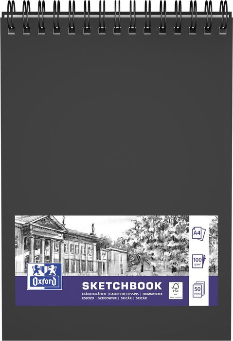 Oxford tekenblok, 50 vellen, 100 g/m², formaat A4, zwart 5 stuks - OfficeTown