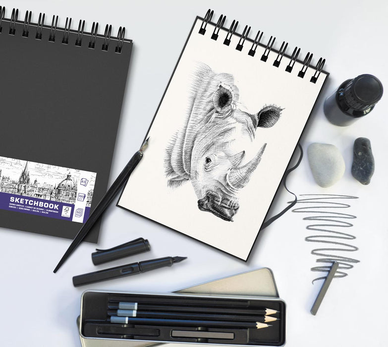 Oxford tekenblok, 50 vellen, 100 g/m², formaat A4, zwart 5 stuks - OfficeTown