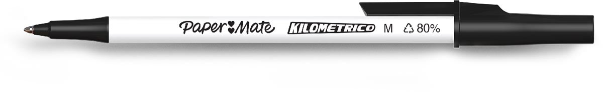 Paper Mate balpen Kilometrico, medium, blister van 8 stuks, zwart - OfficeTown