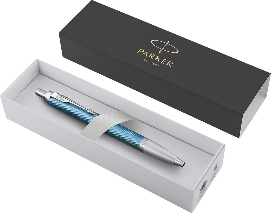 Parker IM Premium balpen, medium, in geschenkverpakking, Blauw (blauw/zilver) - OfficeTown