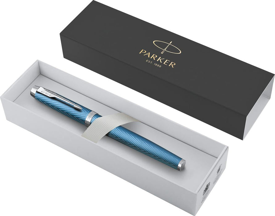 Parker IM Premium vulpen, fijn, in geschenkverpakking, blauw (blauw/zilver) - OfficeTown