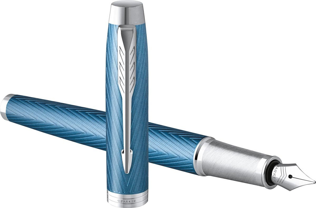 Parker IM Premium vulpen, fijn, in geschenkverpakking, blauw (blauw/zilver) - OfficeTown