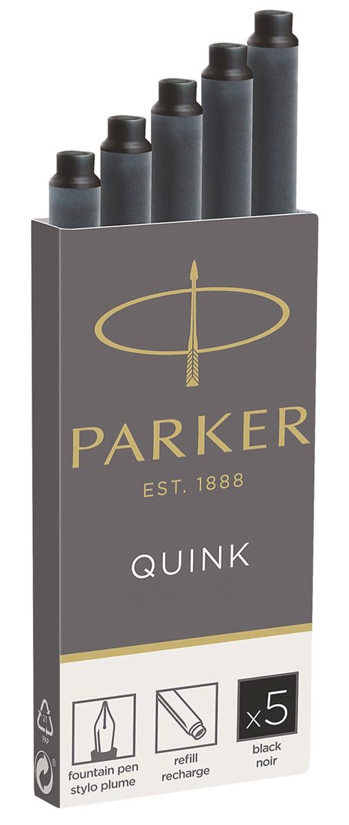Parker Quink inktpatronen zwart, doos met 5 stuks - OfficeTown
