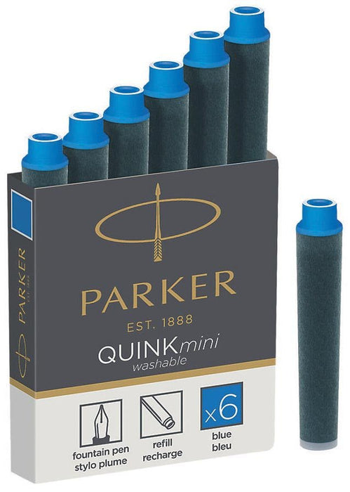 Parker Quink Mini inktpatronen blauw, 6 stuks - OfficeTown