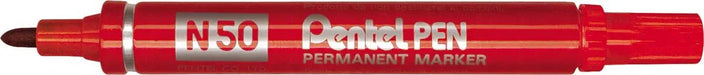 Pentel merkstift Pen N50 rood met aluminium houder - OfficeTown