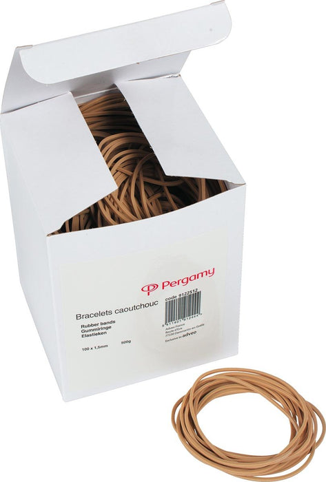 Pergamy elastieken 1,5 mm x 100 mm, doos van 500 g - OfficeTown