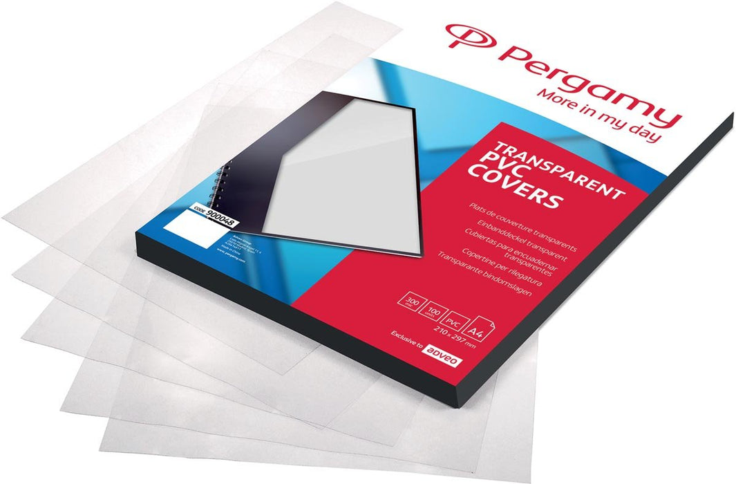 Pergamy omslagen, ft A4, PVC, 200 micron, pak van 100 stuks, transparant - OfficeTown