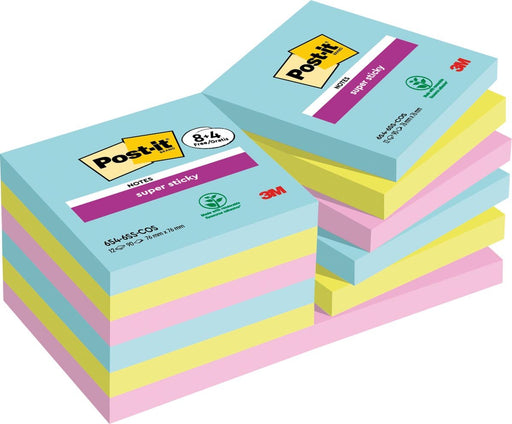 Post - it Super Sticky Notes Cosmic, 90 vellen, afmeting 76 x 76 mm, 8 + 4 GRATIS - OfficeTown