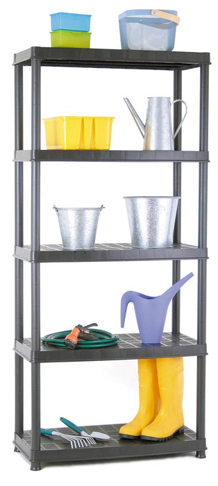 Practo Rek Kunststof Stelling 081, 185 x 85 x 40 cm, 5 planken, zwart - OfficeTown