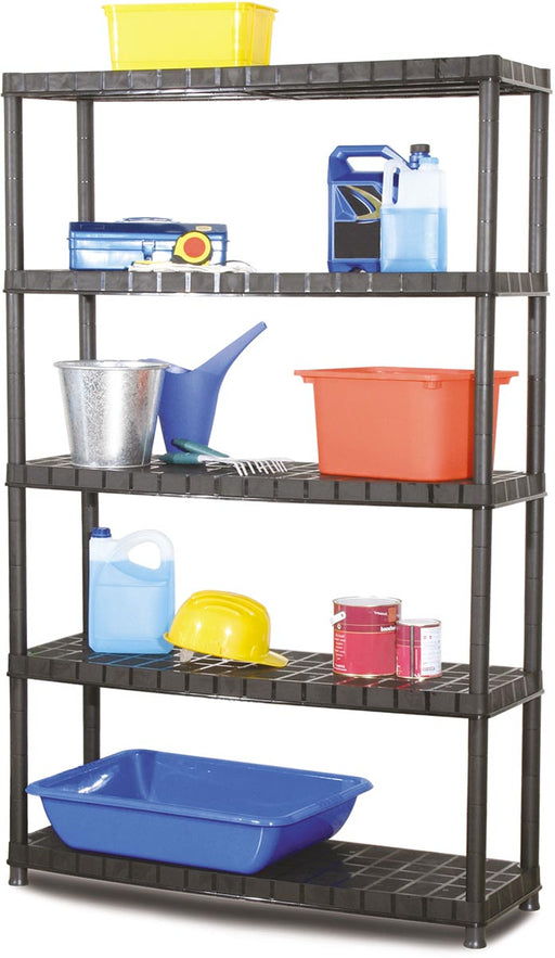 Practo rek Plasti Rack 120, 185 x 120 x 40 cm, 5 legborden, zwart - OfficeTown