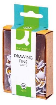 Q - CONNECT duimspijkers, wit, verpakking van 120 stuks - OfficeTown
