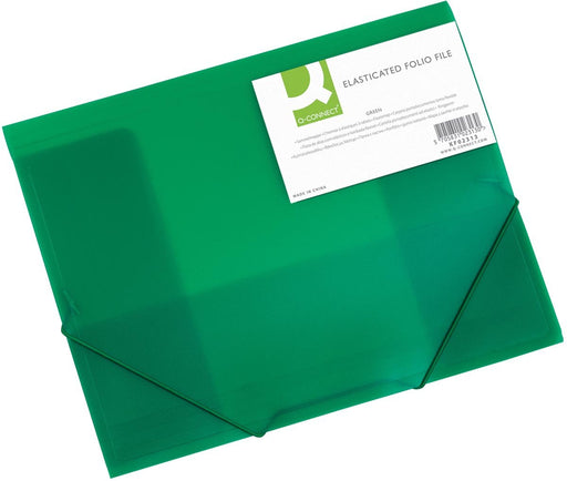 Q - CONNECT Elastomap, A4, 3 kleppen en elastieken, transparant PP, groen - OfficeTown