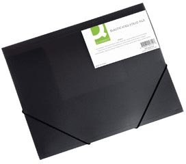 Q - CONNECT elastomap, A4, transparant PP met 3 kleppen en elastieken, zwart - OfficeTown