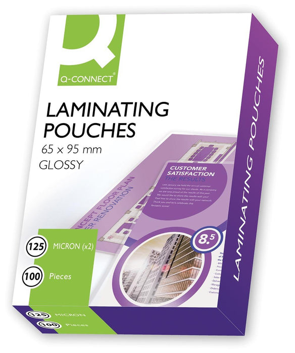 Q - CONNECT gelamineerde hoes 2x 125 micron 65x95mm 100 stuks - OfficeTown