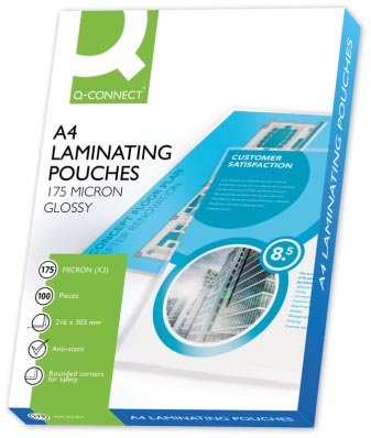 Q - CONNECT gelamineerde hoes A4 2x 175 micron 100 stuks - OfficeTown