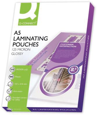 Q - CONNECT gelamineerde hoes A5 2x 125 micron 100 stuks - OfficeTown