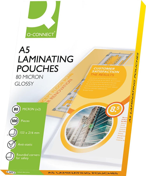 Q - CONNECT gelamineerde hoes A5 2x 80 micron 100 stuks - OfficeTown